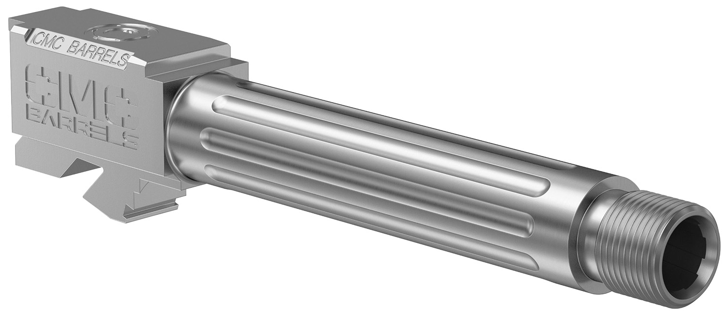 CMC Triggers 75525 Match Precision  9mm Luger 4.01″ Fluted/Match Grade/Threaded Bead Blasted Stainless Steel, Compatible w/ Glock 19 Gen3-4