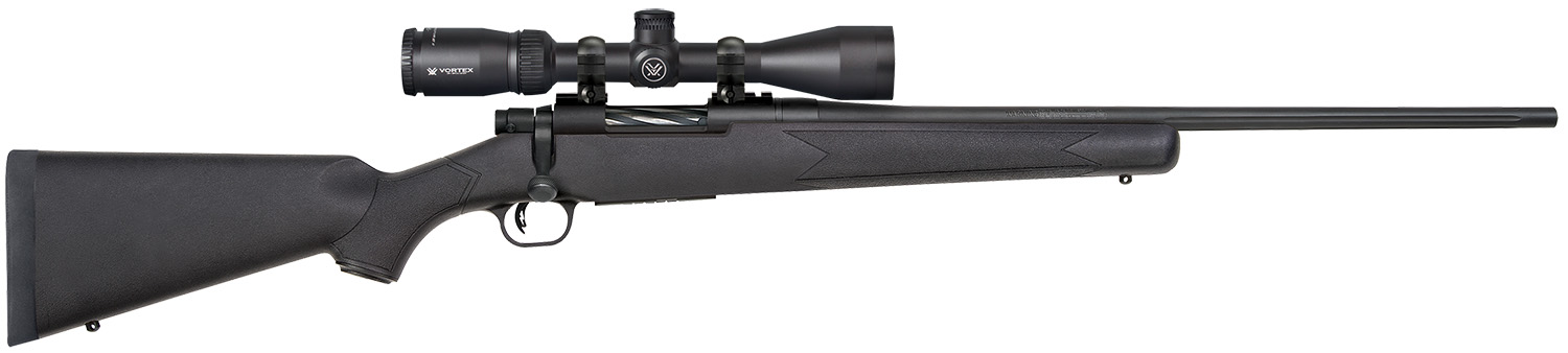 Mossberg 28001 Patriot  6.5 Creedmoor Caliber with 5+1 Capacity, 22″ Fluted Barrel, Matte Blued Metal Finish & Black Synthetic Stock Right Hand (Full Size) Includes Vortex Crossfire II 3-9x40mm Scope