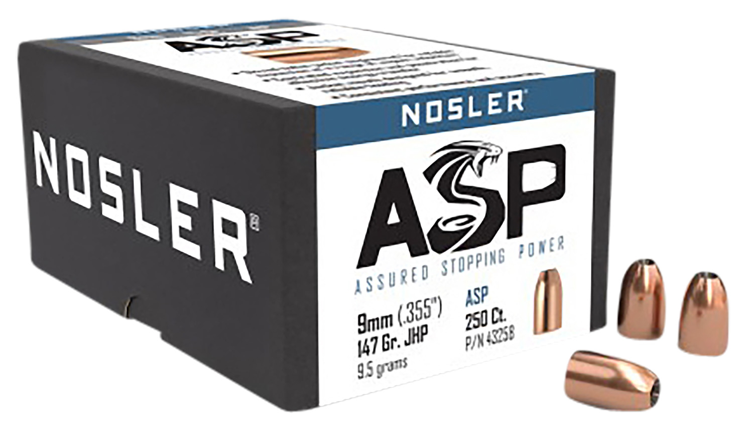Nosler 43258 Assured Stopping Power  9mm 147gr Jacketed Hollow Point 250/Box