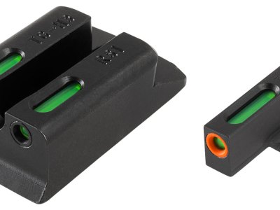 TruGlo TG13RS1PC TFX Pro  Black | Green Tritium & Fiber Optic Orange Outline Front Sight Green Tritium & Fiber Optic Rear Sight