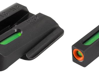 TruGlo TG13RS2PC TFX Pro  Black | Green Tritium & Fiber Optic Orange Outline Front Sight Green Tritium & Fiber Optic Rear Sight