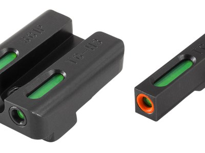 TruGlo TG13SG2PC TFX Pro  Black | Green Tritium & Fiber Optic Orange Outline Front Sight Green Tritium & Fiber Optic Rear Sight