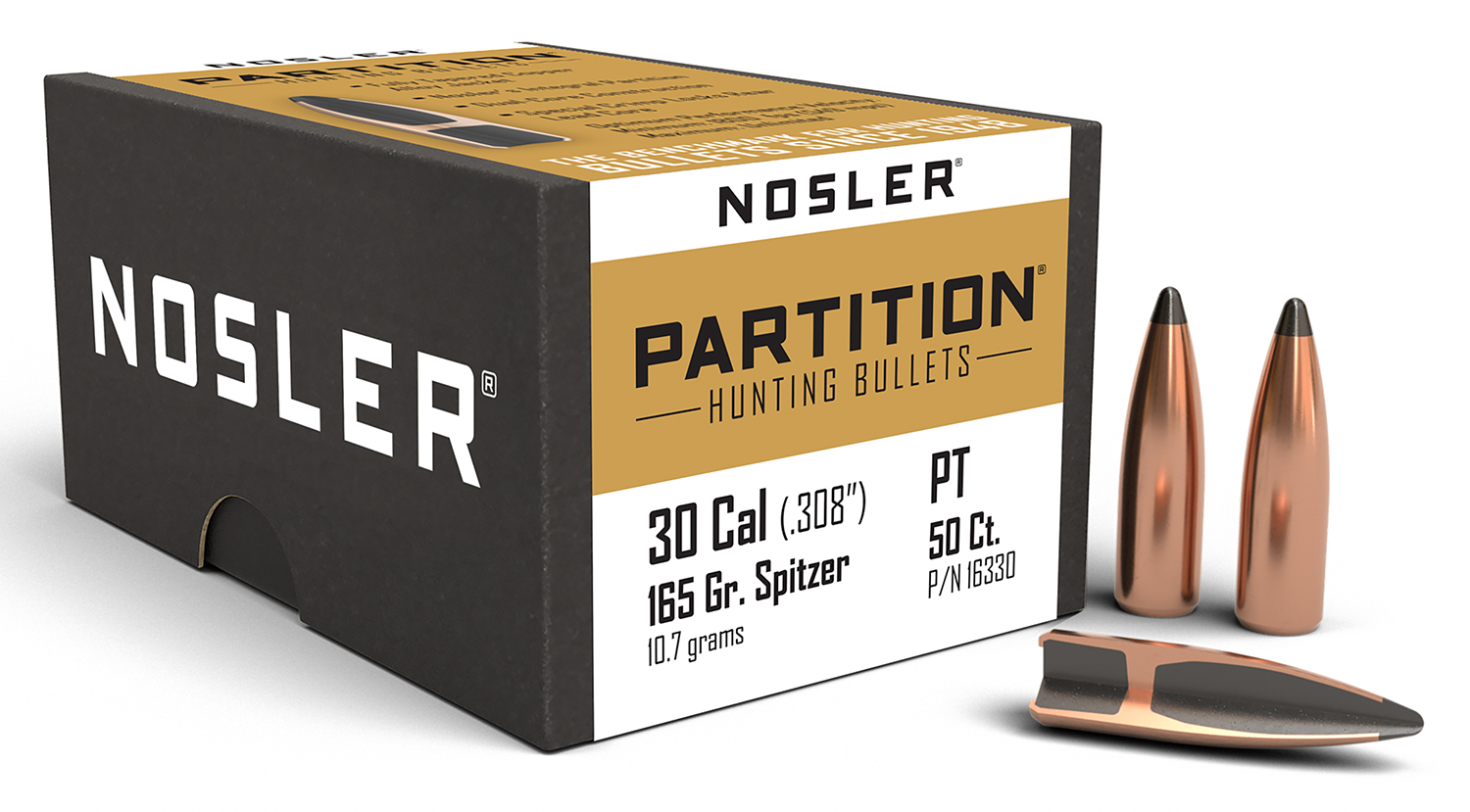 Nosler 16330 Partition  30Cal 165gr Spitzer 50/Box