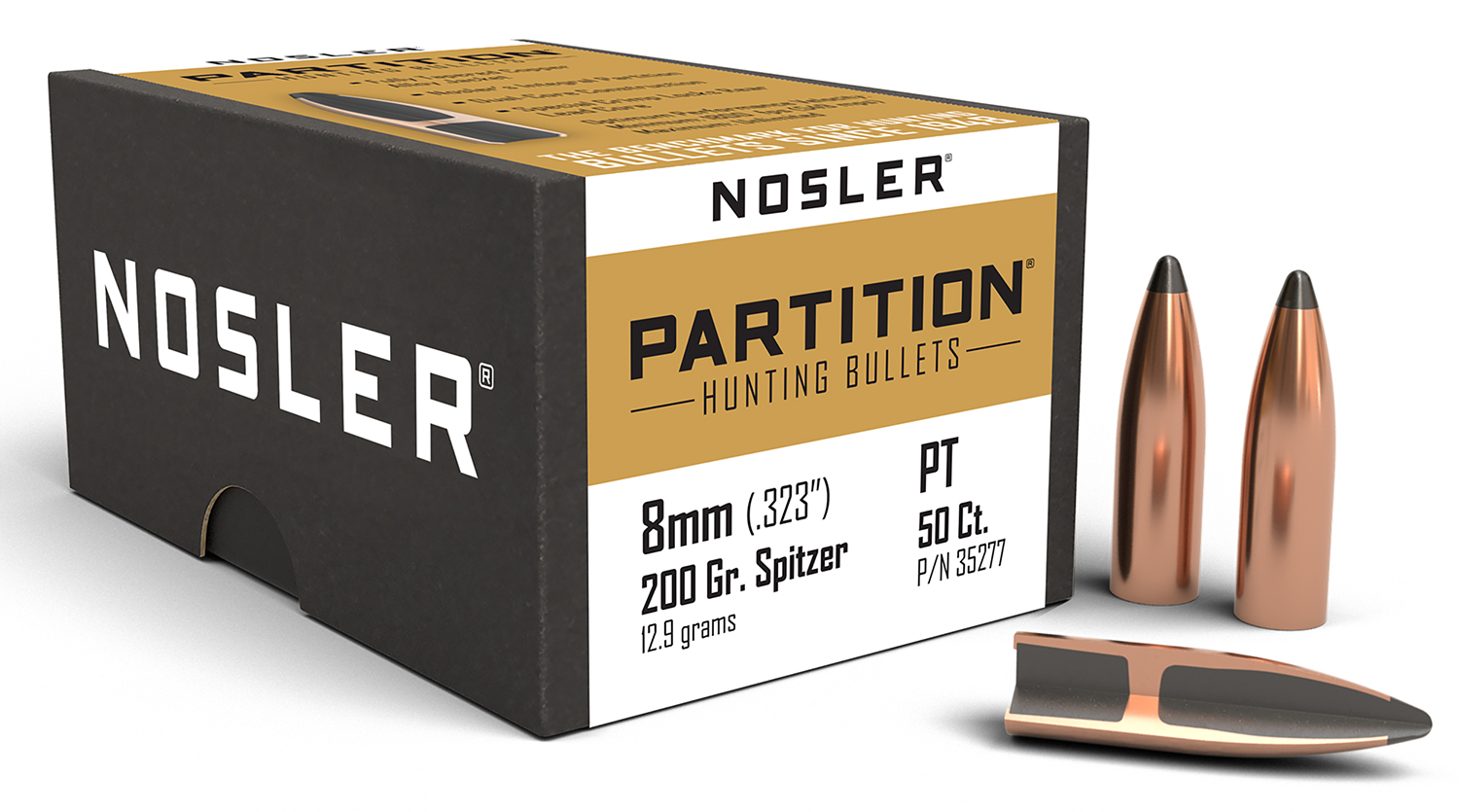Nosler 35277 Partition  8mm 200gr Partition Spitzer 50/Box