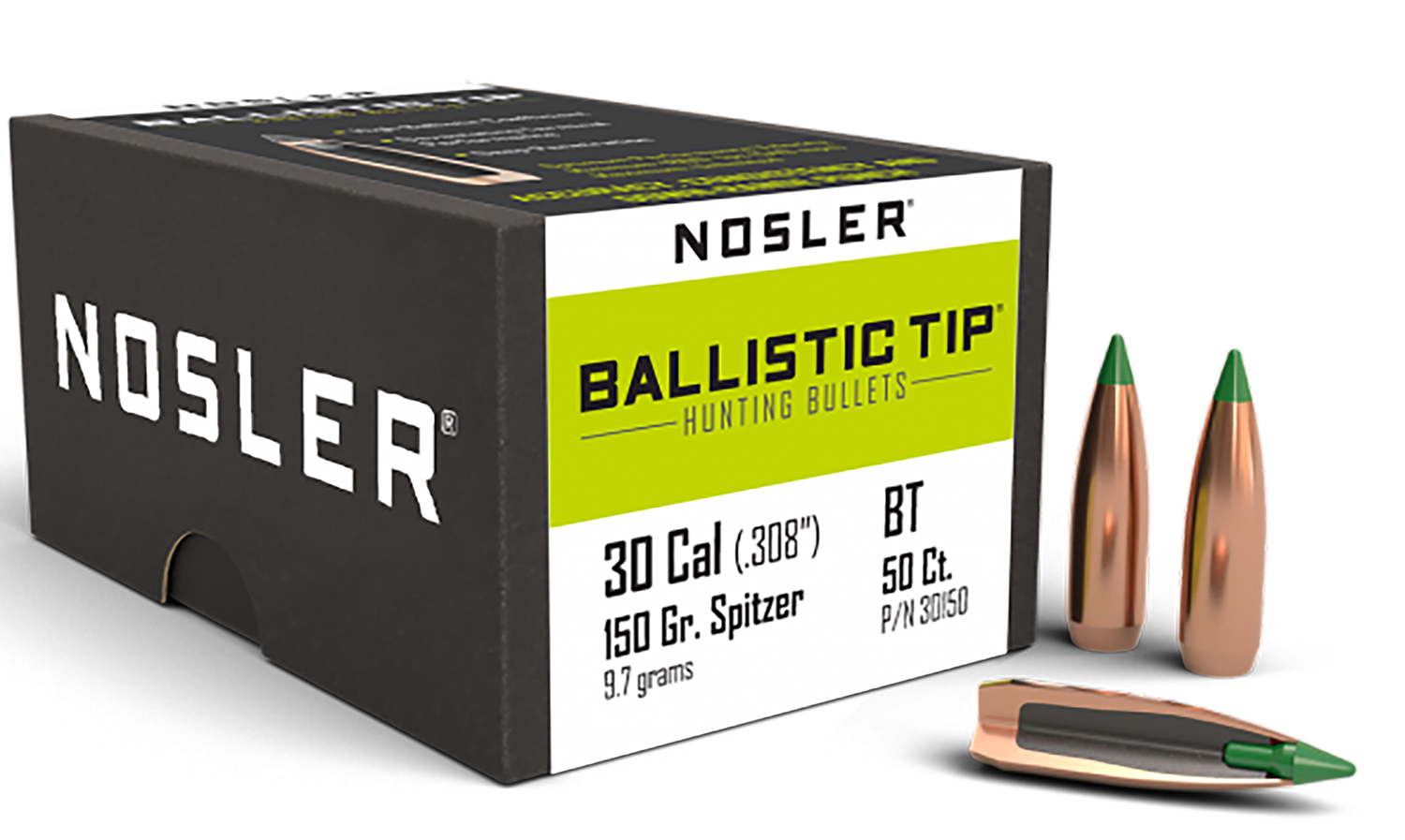 Nosler 30150 Ballistic Tip  30Cal 150gr Spitzer 50/Box