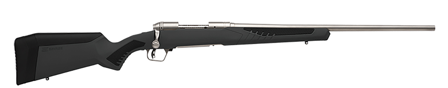 Savage Arms 57078 110 Storm Full Size 308 Win 4+1 22″ Matte Stainless Button-Rifled Barrel, Matte Drilled & Tapped Stainless Steel Receiver, AccuStock Matte Gray Synthetic Stock, Right Hand