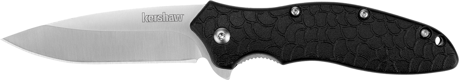 Kershaw 1830 OSO Sweet  3″ Flipper Drop Point Plain Satin 8Cr13MoV SS Blade, Black GFN Handle, Includes Pocket Clip