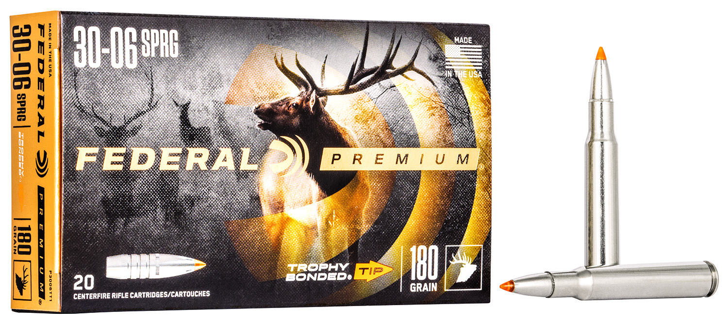 Federal P3006TT1 Premium  30-06Springfield 180gr Trophy Bonded Tip 20 Per Box/10 Case