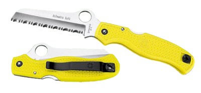 Spyderco C89SYL Atlantic Salt  3.69″ Folding Sheepsfoot Serrated H2 Steel Blade, Yellow FRN Handle, Includes Pocket Clip