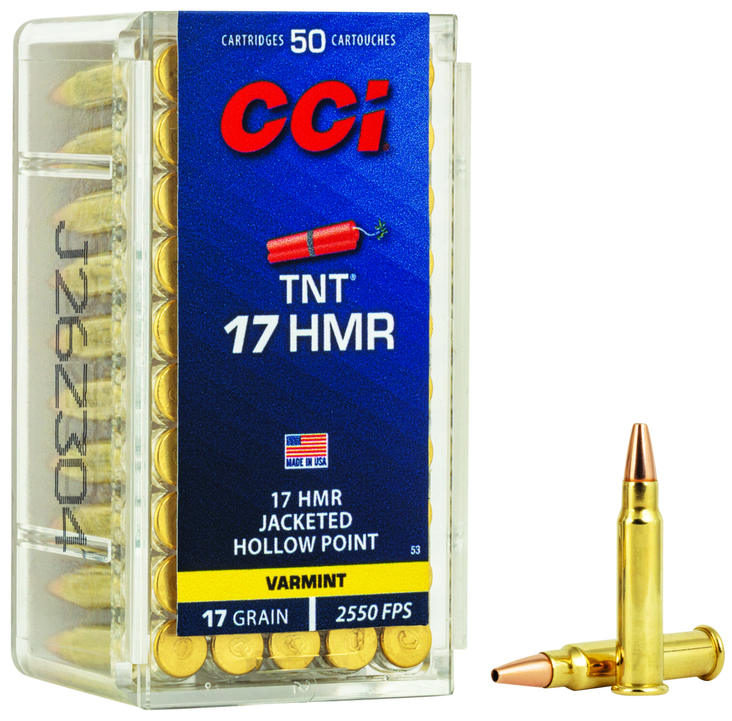 CCI 0053 TNT  17HMR 17gr Jacketeded Hollow Point 50 Per Box/40 Case