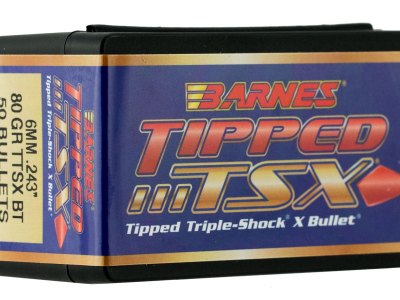 Barnes Bullets 30208 Tipped TSX  6mm 80gr Boat Tail 50/Box