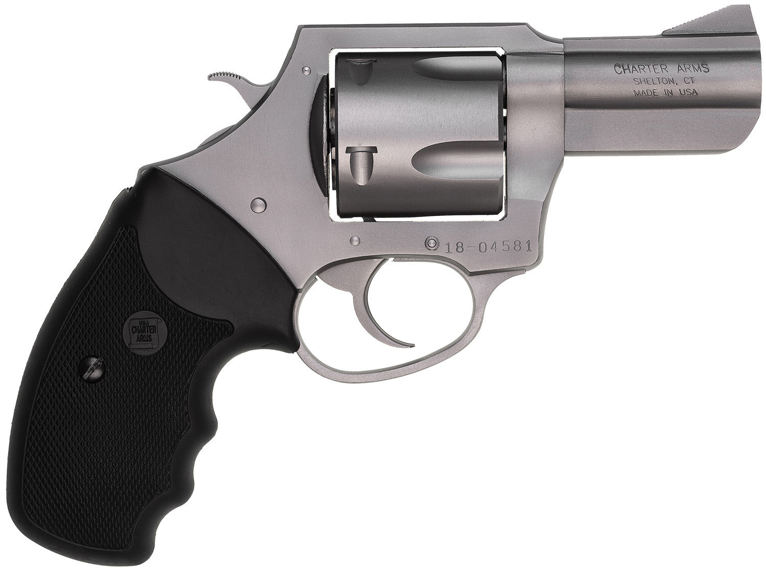 Charter Arms 74530 Bulldog  Extra Large 45 Colt (LC), 5 Shot 2.50″ Matte Stainless Steel Barrel, Cylinder & Frame w/Black Finger Grooved Rubber Grip