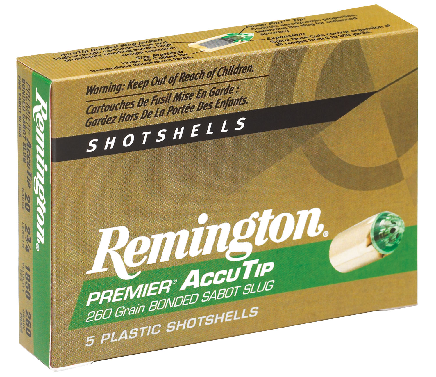 Remington Ammunition 20496 Premier AccuTip  20 Gauge 2.75″ Sabot Slug Shot 5 Per Box/ 20 Cs