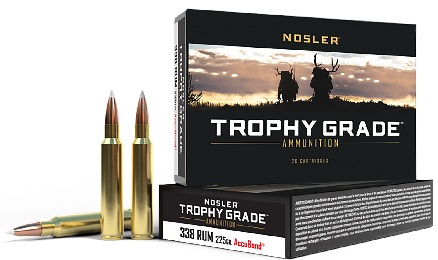 Nosler 60083 Trophy Grade  338RUM 225gr Nosler AccuBond 20 Per Box/10 Case