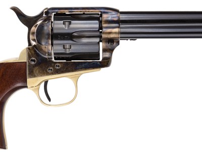 Taylors & Company 550847 Ranch Hand Uberti 45 Colt (Long Colt) 6 Shot 5.50″ Blued Round Barrel, Cylinder, Color Case Hardened Steel Frame, Walnut Navy Style Grip, Exposed Hammer