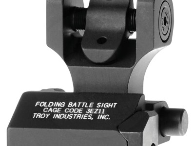 Troy Ind SSIGFBSROBT00 Rear Folding BattleSight Round  Black Hardcoat Anodized for AR-15