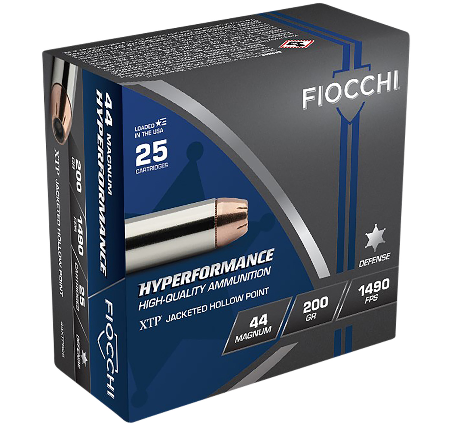 Fiocchi 44XTPB25 Hyperformance  44RemMag 200gr Hornady XTP Hollow Point 25 Per Box/20 Case