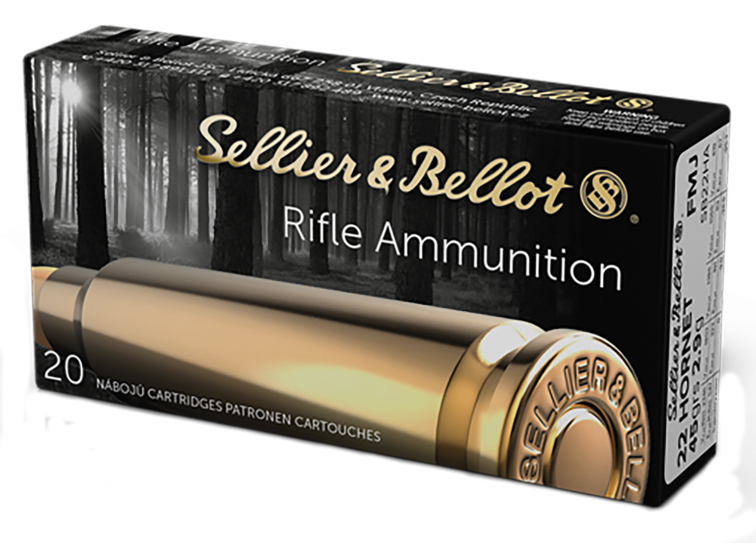 Sellier & Bellot SB22HA Rifle  22Hornet 45gr Full Metal Jacket 20 Per Box/90 Case