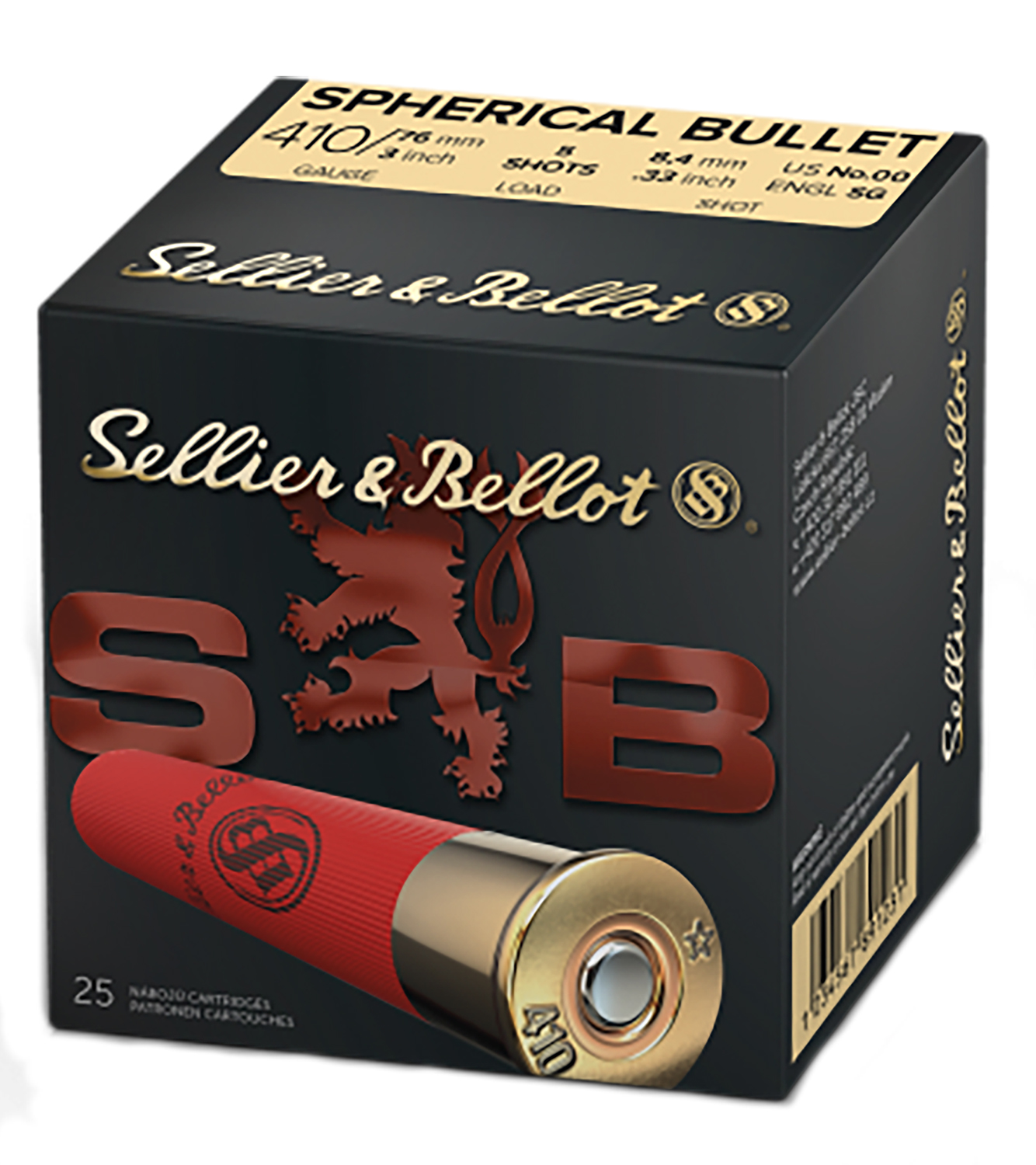 Sellier & Bellot SB410B Hunting  410Gauge 3″ 5Pellets 5/8oz Spherical 00Buck Shot 25 Box/20 Case