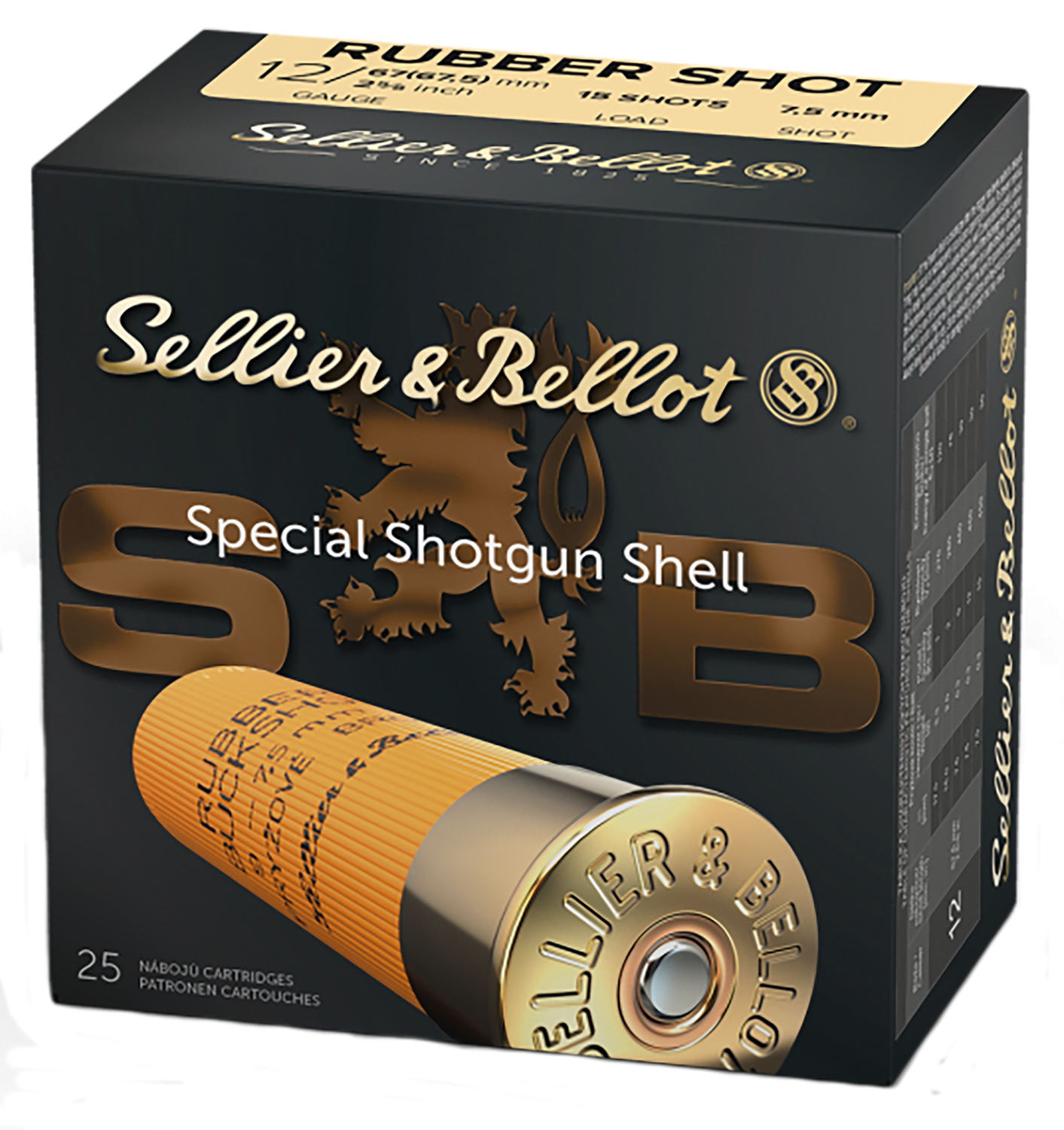 Sellier & Bellot SB12RSA Shotgun  12Gauge 2.75″ 2 11/16oz 15 Rubber Pellets Shot 25 Per Box/10 Case