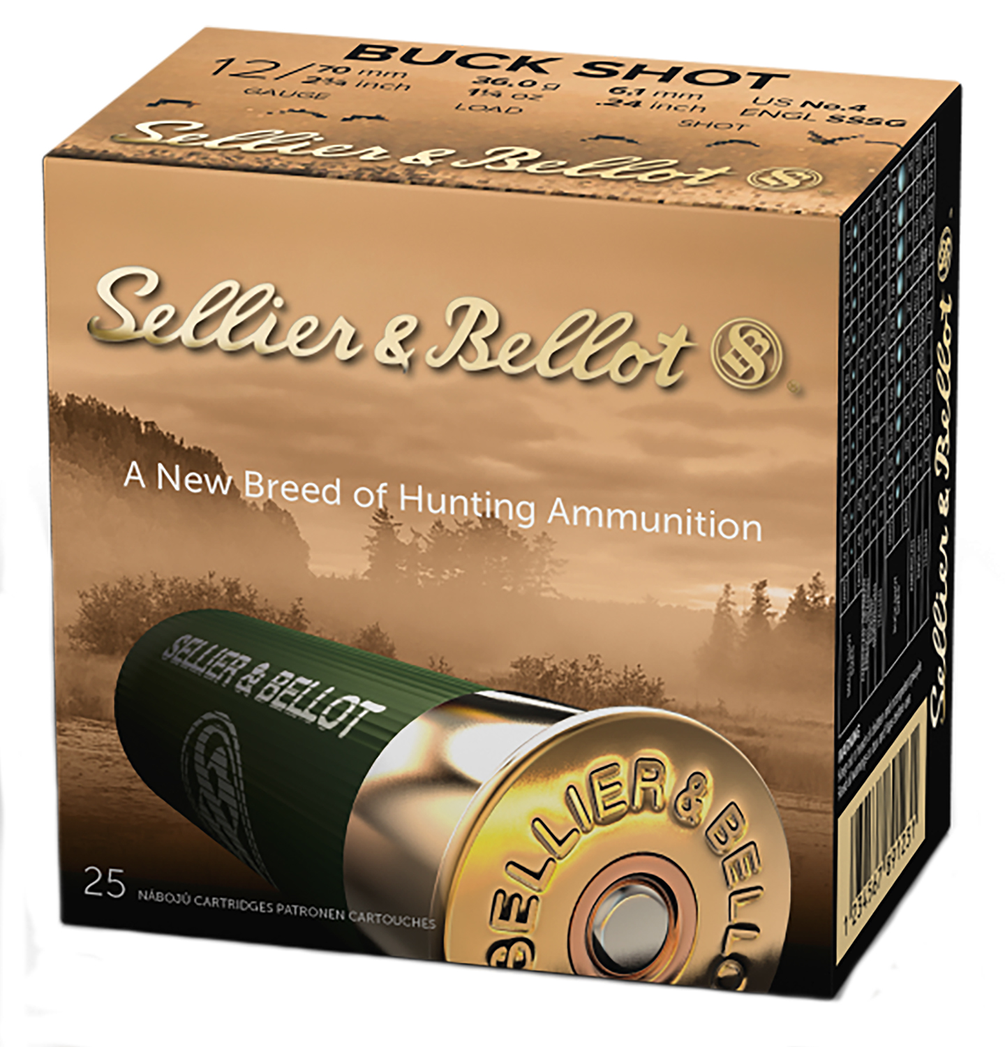 Sellier & Bellot SB12BSB Hunting  12Gauge 2.75″ 27Pellets 1 1/4oz 4Buck Shot 25 Box/10 Case