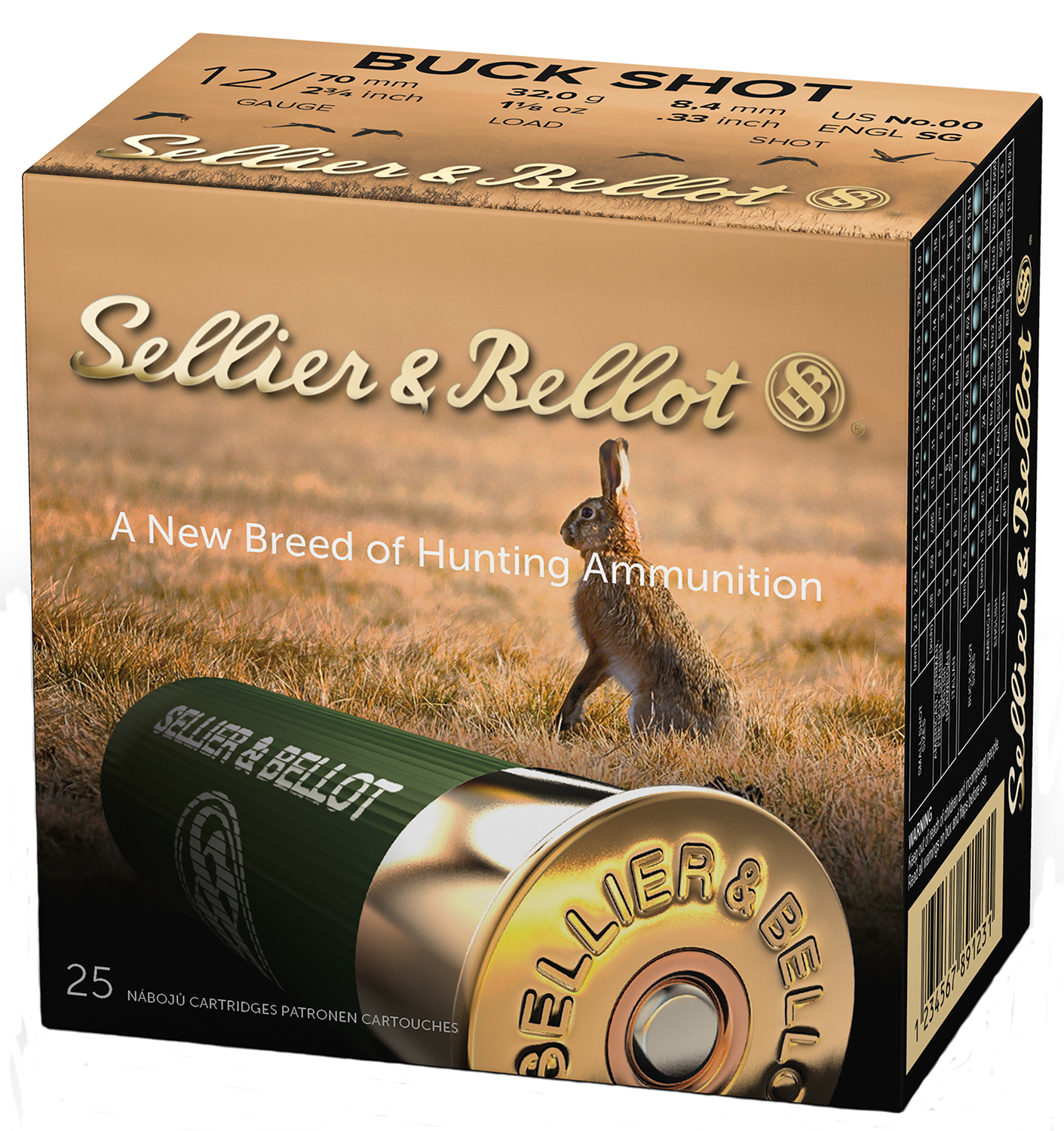 Sellier & Bellot SB12BSG Hunting  12Gauge 2.75″ 9Pellets 1 1/8oz 00Buck Shot 25 Box/10 Case