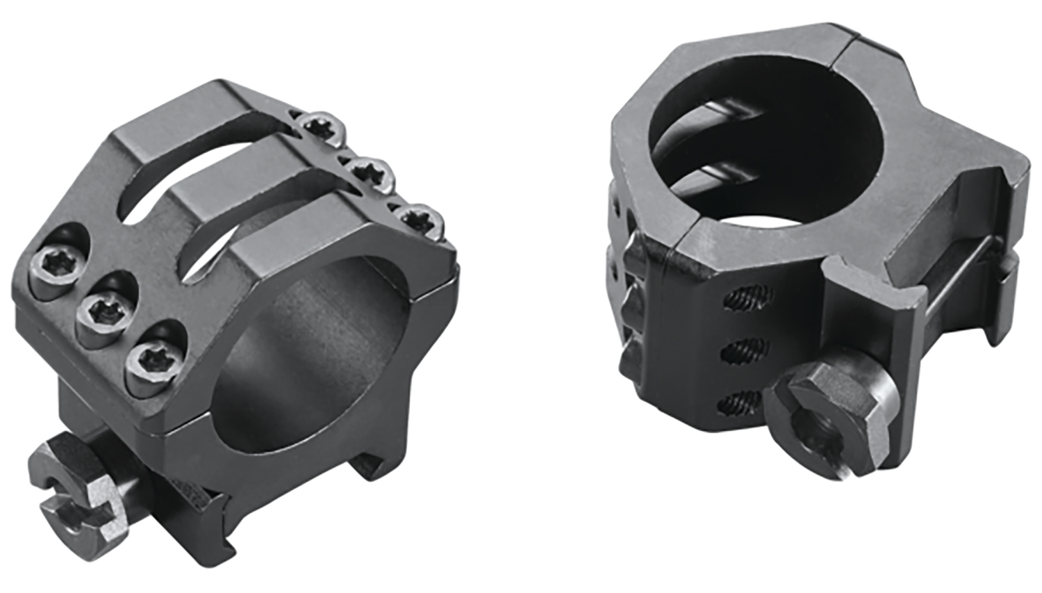 Weaver Mounts 48349 Six-Hole Skeleton Rings  Matte Black 1″ Medium