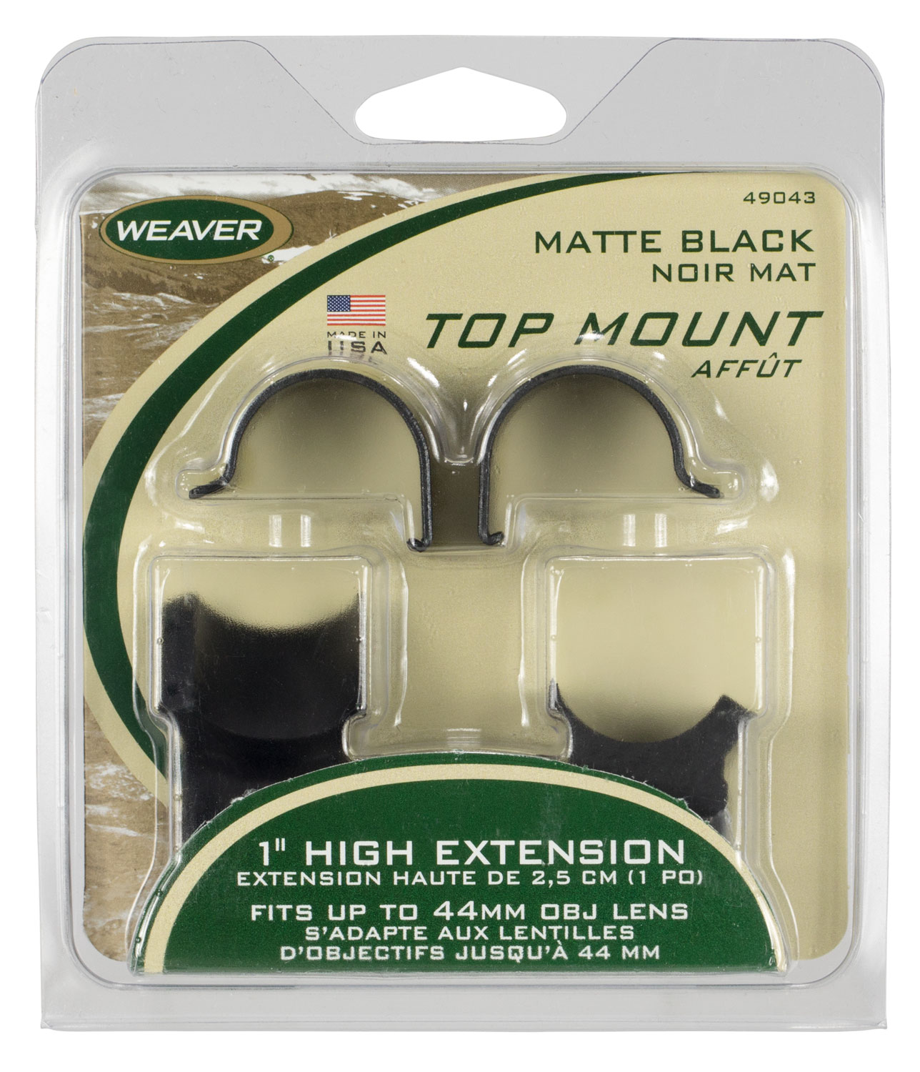 Weaver Mounts 49043 Detachable Extension Top Mount Rings  Matte Black 1″ Extra High