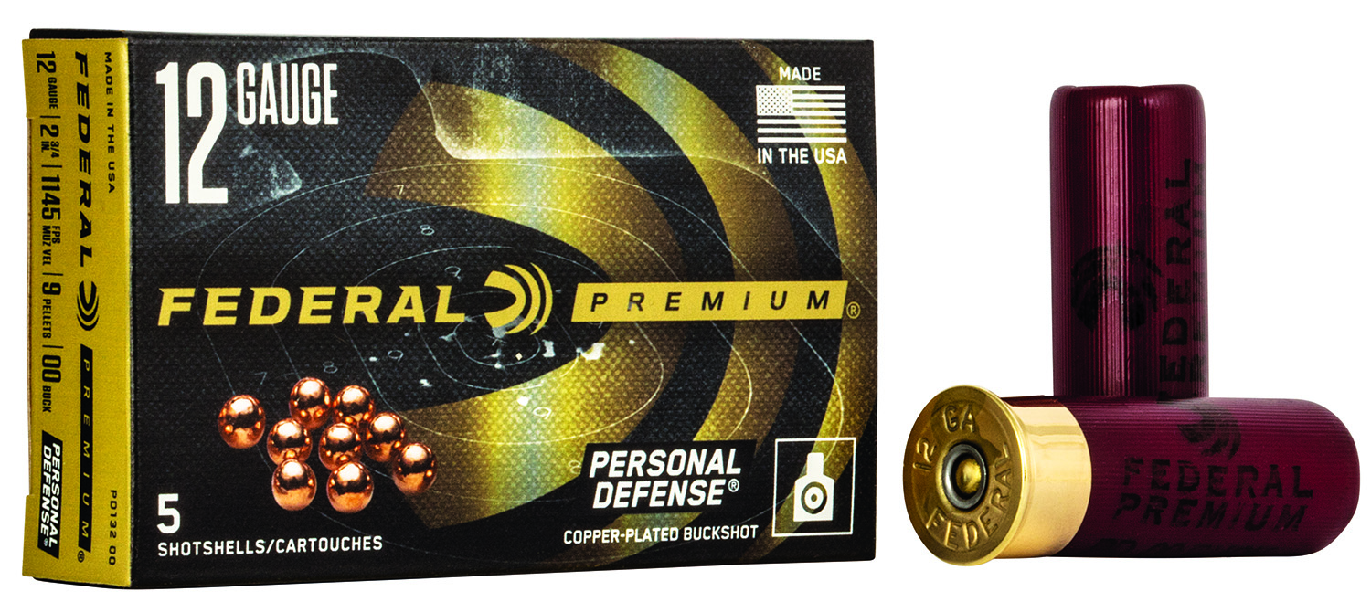 Federal PD13200 Premium Personal Defense 12Gauge 2.75″ 9Pellets 00BuckShot 5 Per Box/50 Case