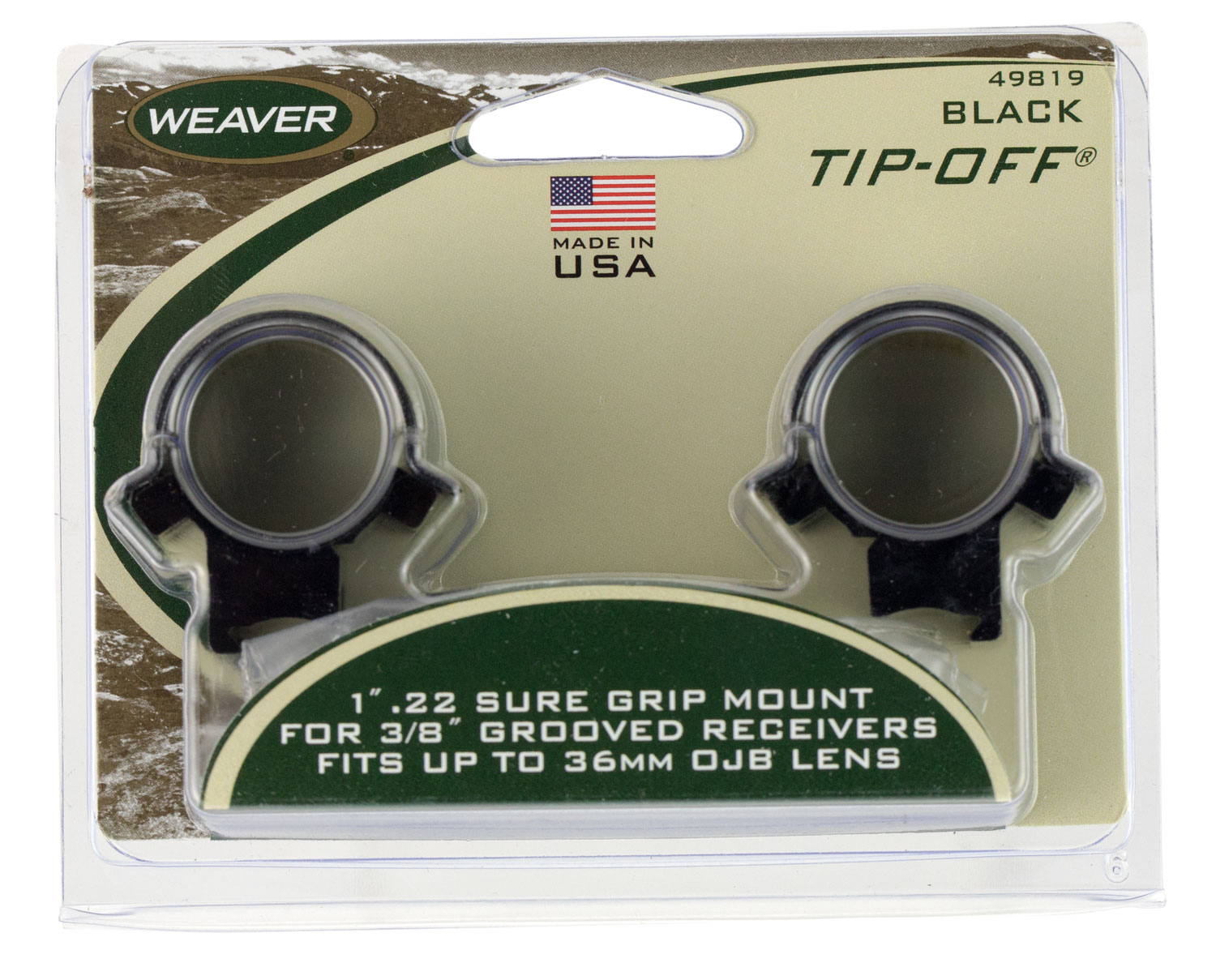 Weaver Mounts 49819 .22 Tip-Off Rings  Black 1″