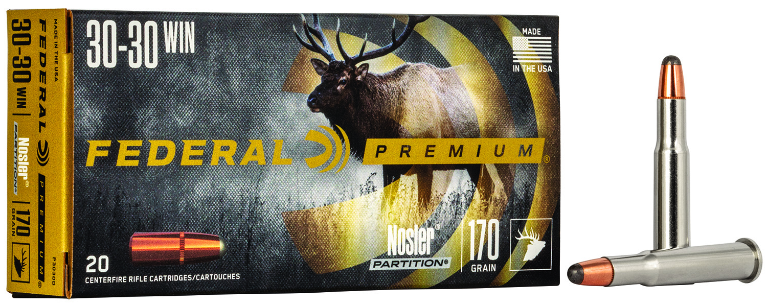 Federal P3030D Premium  30-30Win 170gr Nosler Partition 20 Per Box/10 Case