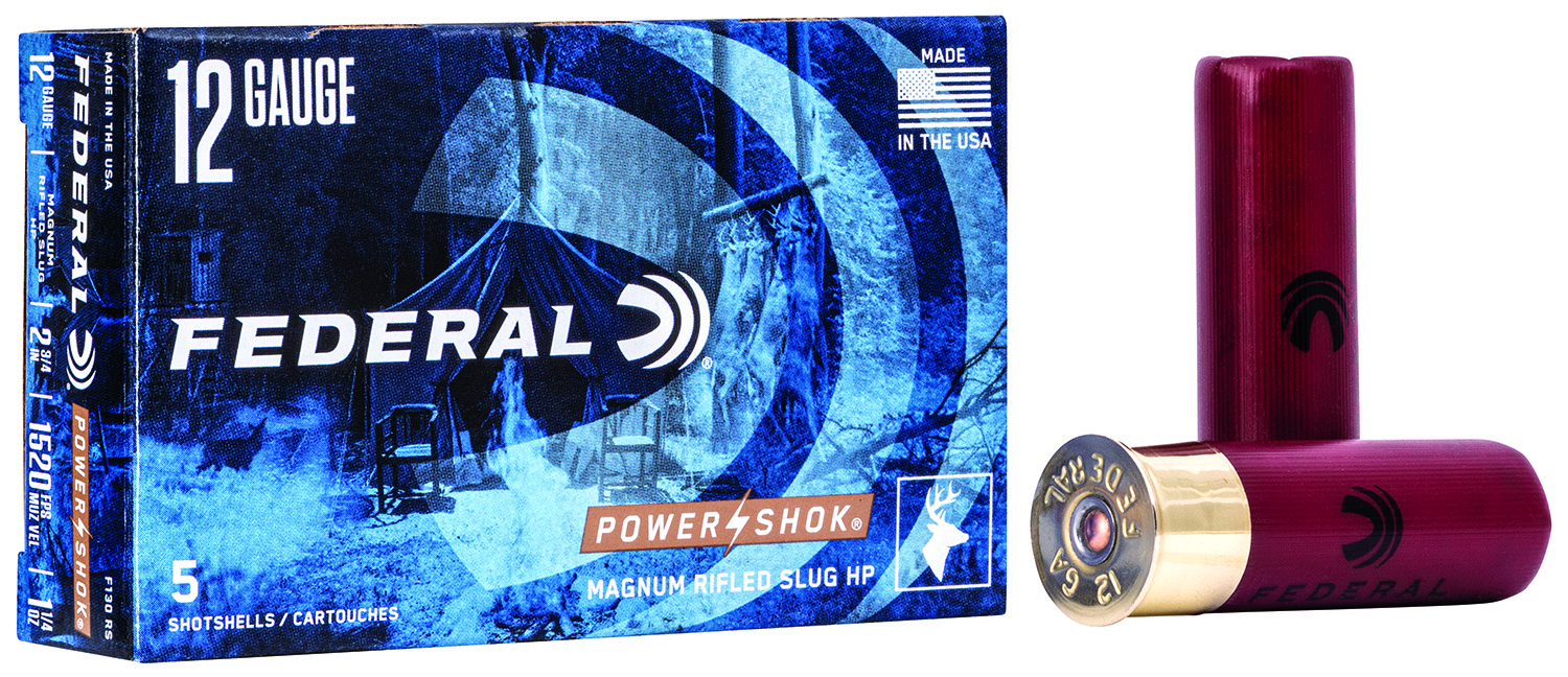 Federal F130RS Power-Shok  12Gauge 2.75″ 1 1/4oz Rifled SlugShot 5 Per Box/50 Case