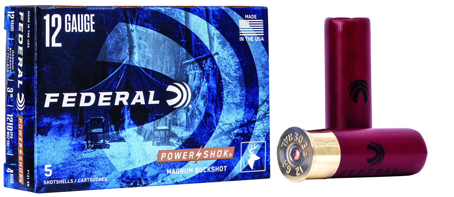 Federal F1314B Power-Shok Magnum 12Gauge 3″ 41Pellets 1 15/16oz 4BuckShot 5 Per Box/50 Case