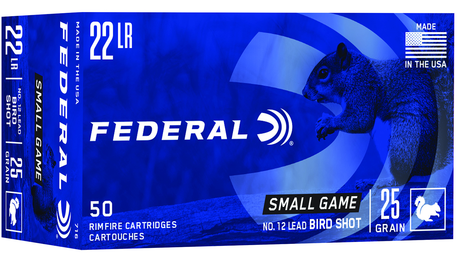 Federal 716 Small Game & Target  22LR 25gr #12 Lead Bird Shot 50 Per Box/50 Case