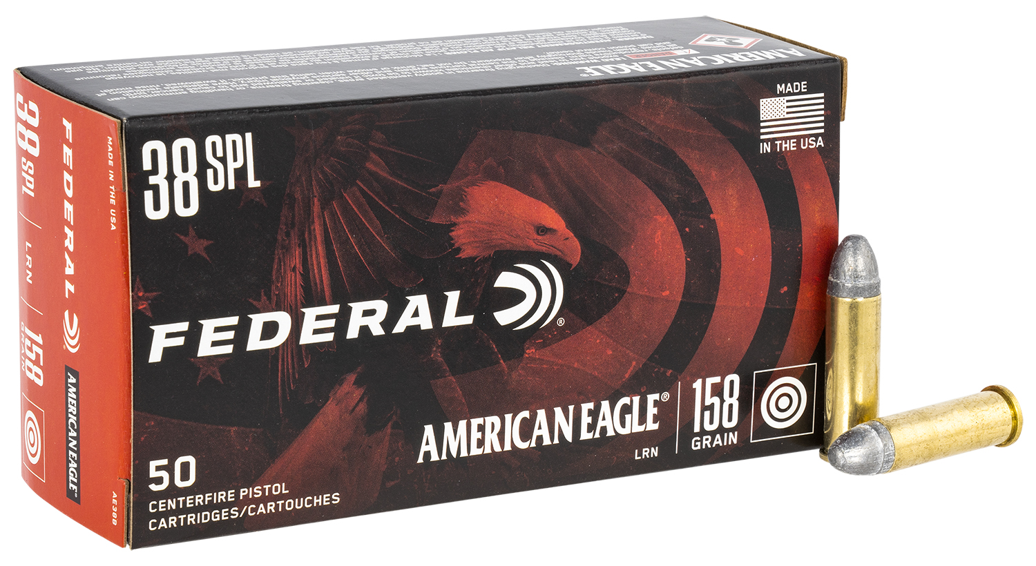 Federal AE38B American Eagle Handgun 38Special 158gr Lead Round Nose 50 Per Box/20 Case