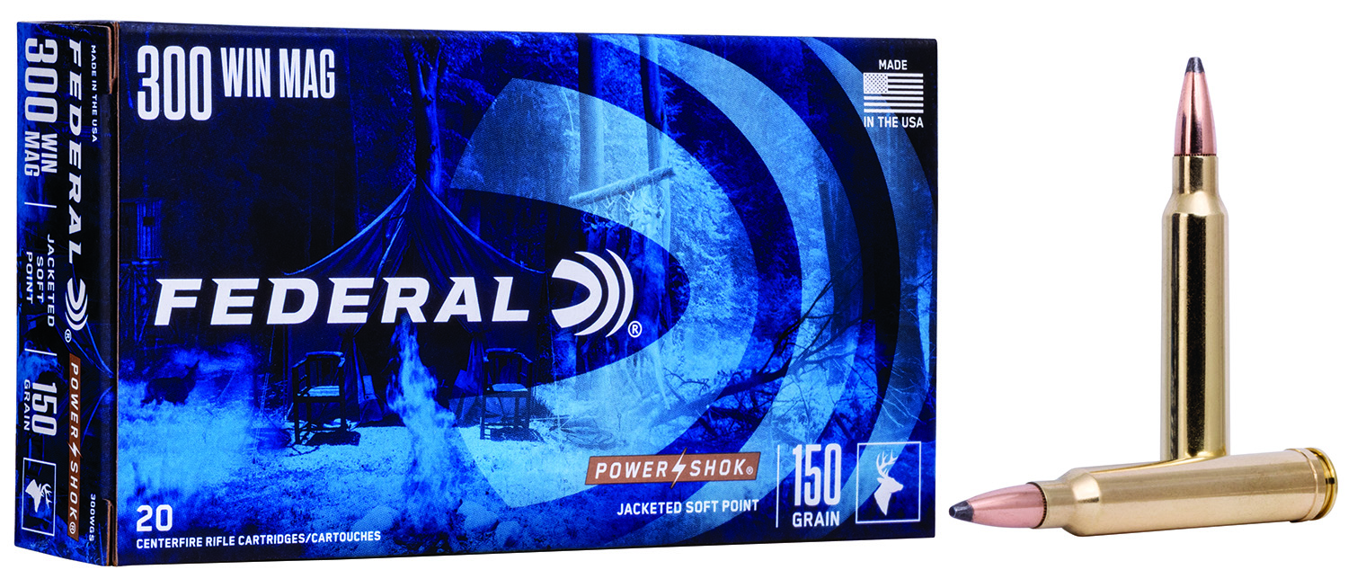 Federal 300WGS Power-Shok  300WinMag 150gr Jacketed Soft Point 20 Per Box/10 Case