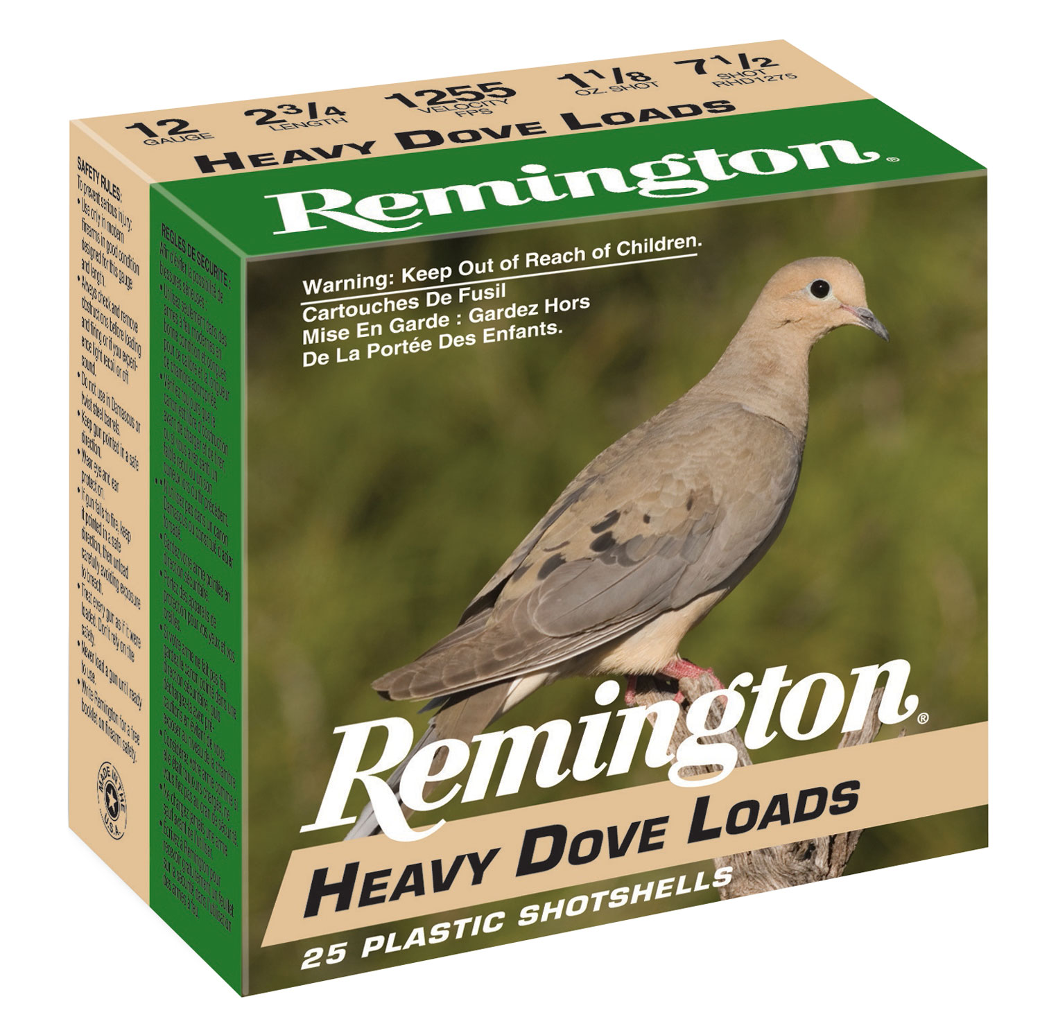 Remington Ammunition 28755 Heavy Dove Loads  12Gauge 2.75″ 1 1/8oz 7.5Shot 25 Per Box/10 Case