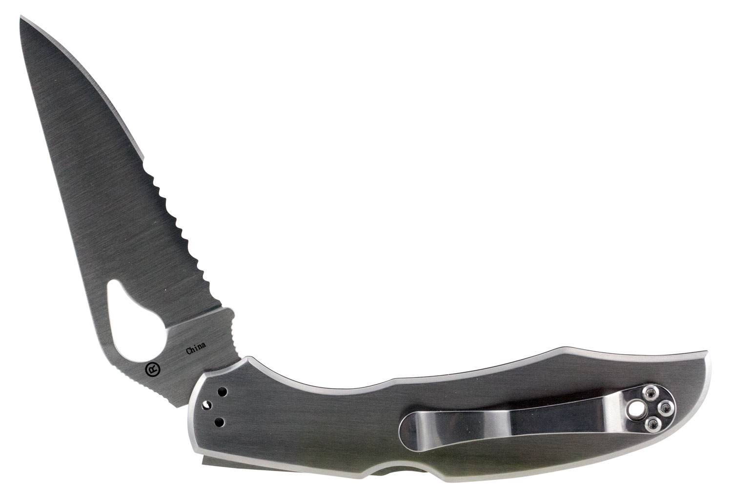 Spyderco BY03PS2 Byrd Cara Cara 2 3.75″ Folding Drop Point, Part Serrated 8Cr13MoV SS Blade, Stainless Steel Handle, Includes Pocket Clip