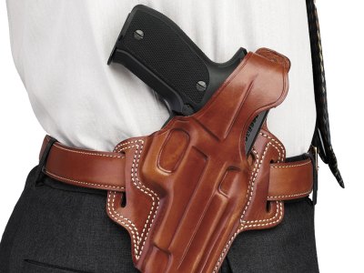 Galco FL104 Fletch  OWB Tan Leather Belt Slide Fits Ruger GP100 Fits S&W L Frame Right Hand