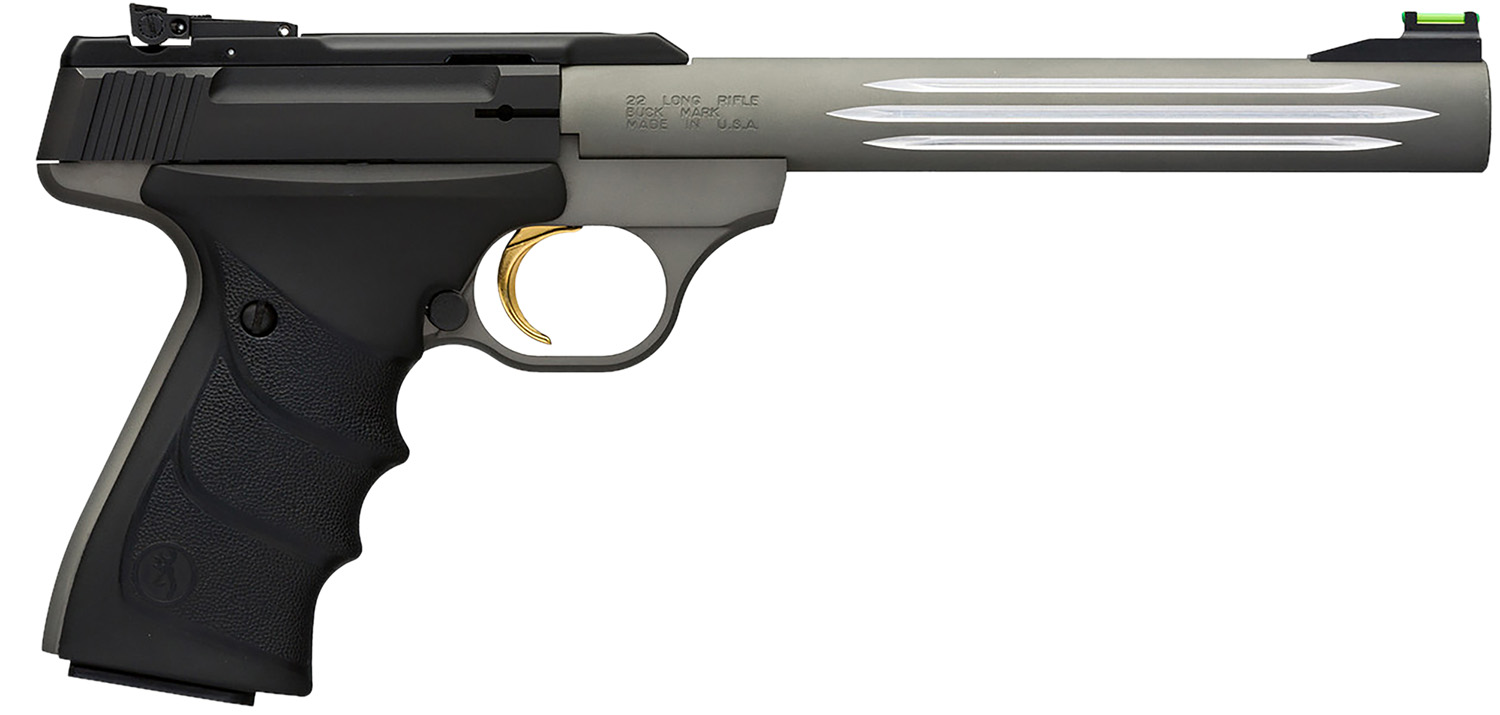 Browning 051462490 Buck Mark Lite *CA Compliant 22 LR 10+1 7.25″ Matte Gray Fluted Barrel, Matte Black Serrated Steel Slide, Matte Gray Aluminum Frame, Black Ultragrip RX Grips