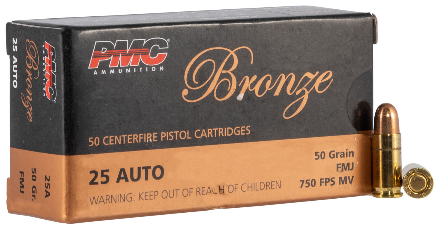 PMC 25A Bronze  25ACP 50gr Full Metal Jacket 50 Per Box/20 Case