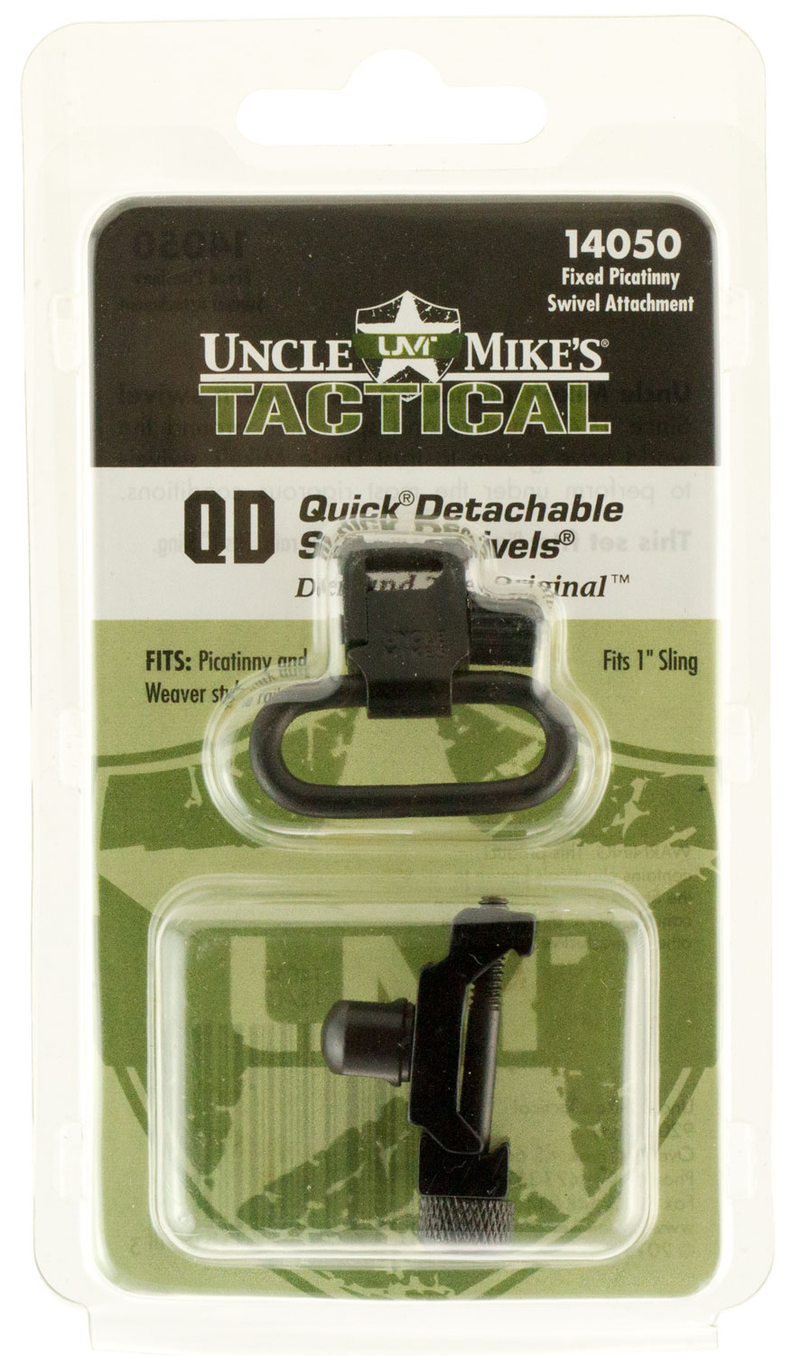 Uncle Mike’s 14050 Super Swivel  Quick Detach w/Fixed Picatinny Swivel Attachment Blued 1″ Loop