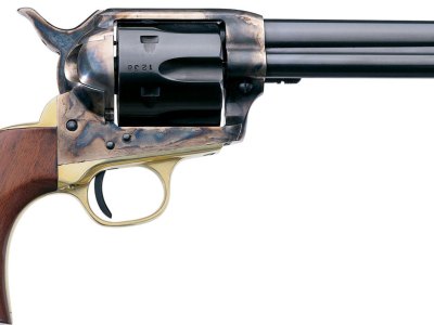 Taylors & Company 550527 Ranch Hand  357 Mag Caliber with 5.50″ Blued Finish Barrel, 6rd Capacity Blued Finish Cylinder, Color Case Hardened Finish Steel Frame & Walnut Grip
