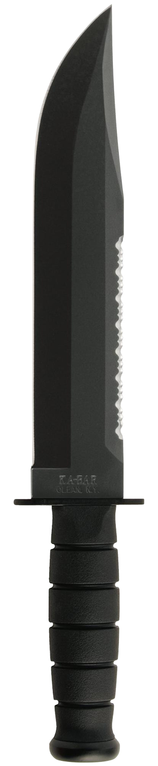 Ka-Bar 2211 Big Brother  9.38″ Fixed Top Serrated/Bottom Straight Plain Black 1095 Cro-Van Blade, Black Kraton G Handle, Includes Sheath