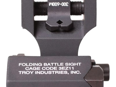 Troy Ind SSIGFBSTTBT00 Tritium Rear Folding BattleSight Round  Black Hardcoat Anodized Folding for AR-15