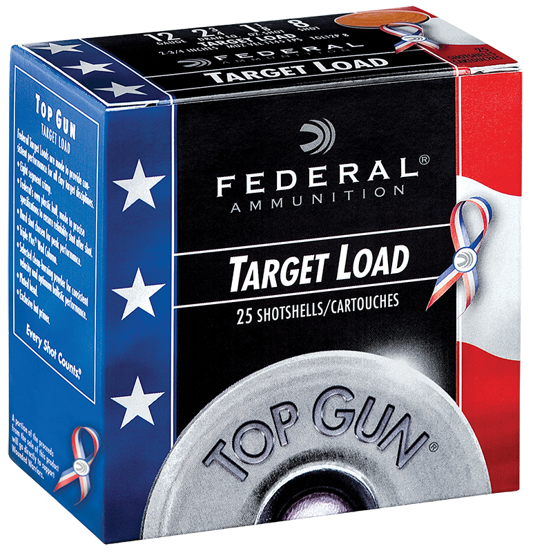Federal TGL12US8 Top Gun Special Edition Red, White & Blue 12Gauge 2.75″ 1 1/8oz 8Shot 25 Per Box/10 Case