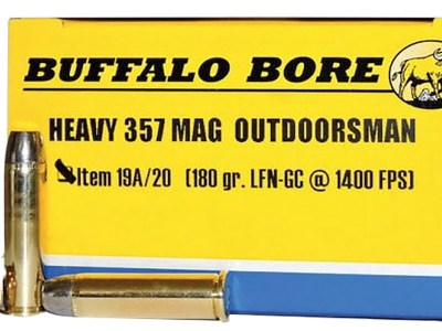 Buffalo Bore Ammunition 19A20 Outdoorsman Strictly Business 357Mag 180gr Hard Cast Flat Nose 20 Per Box/12 Case
