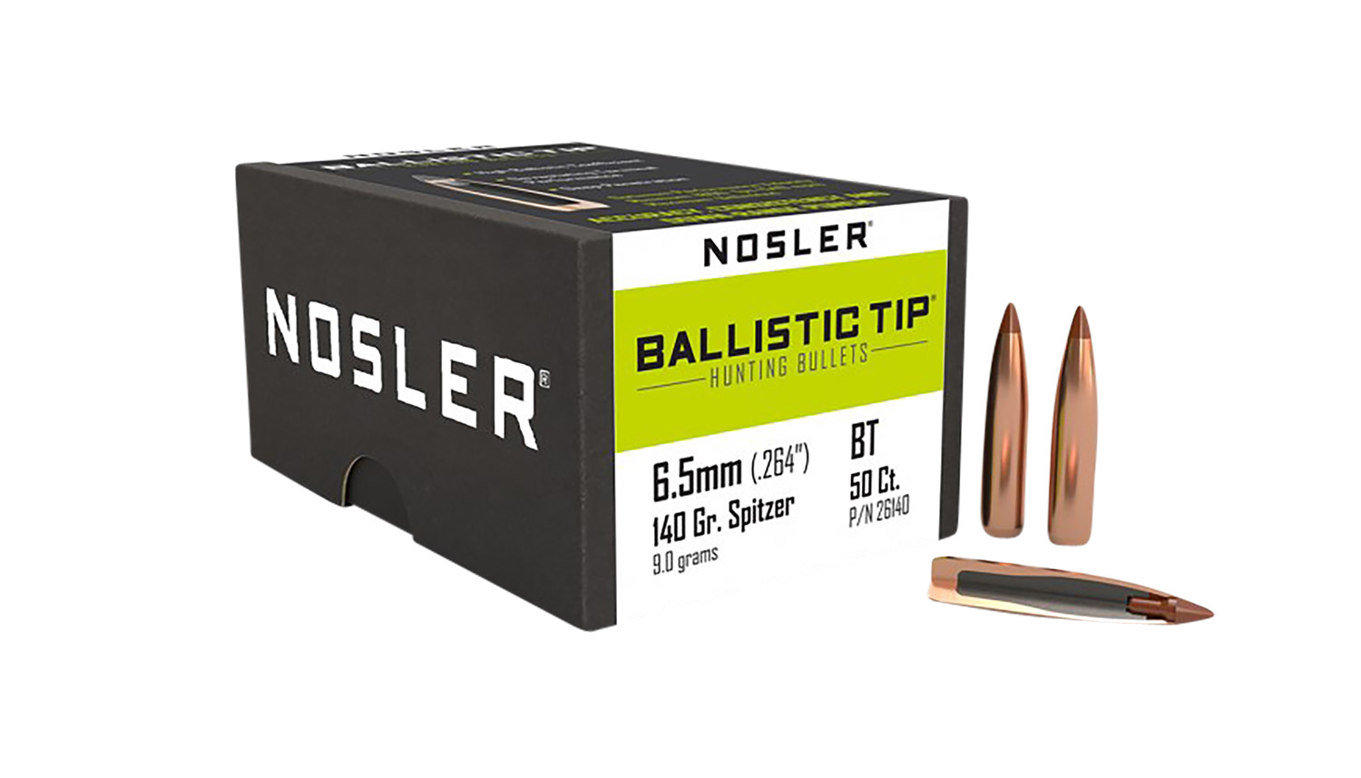 Nosler 26140 Ballistic Tip  6.5Creedmoor 140gr Spitzer Point 50/Box