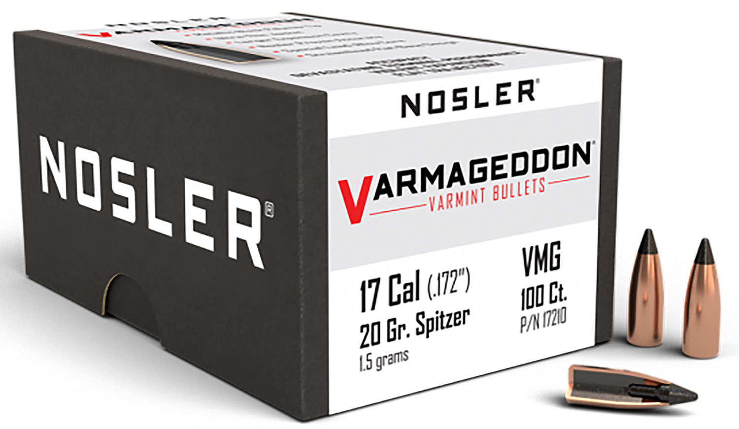 Nosler 17210 Varmageddon  17Cal 20gr Flat Base Tipped 100/Box