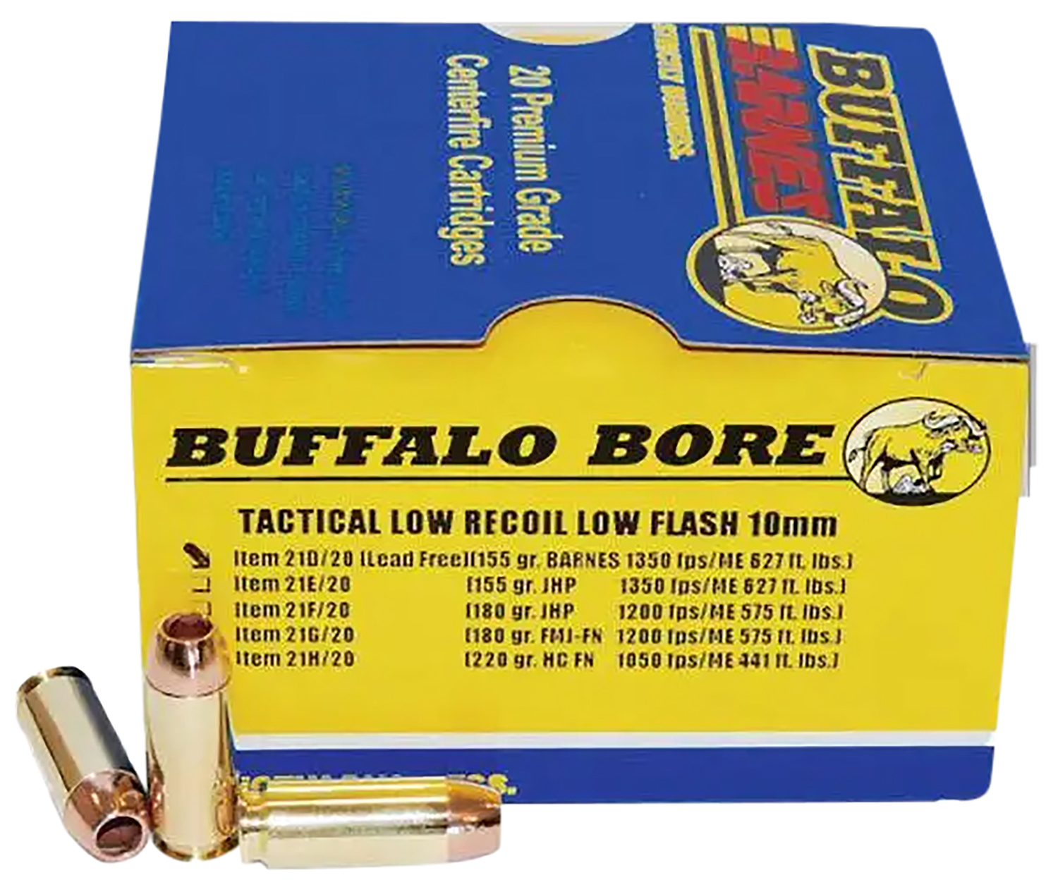 Buffalo Bore Ammunition 21D20 Buffalo-Barnes Strictly Business 10mmAuto 155gr Barnes TAC-XP Lead Free 20 Per Box/12 Case
